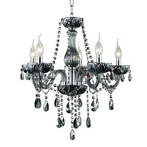LUSTRE ANJOU D 56CM X 58CM  5XE14 127V / 220V CROMADO E FUME