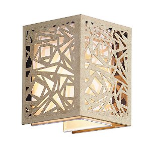 ARANDELA METAL E TECIDO 17CM X 17CM X 22CM  1XE27 127V / 220V CROMADO E BEGE