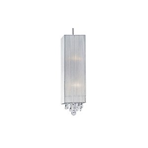 PENDENTE SILK 18CM X 18CM X 50CM  2XE27 127V / 220V BRANCO, CROMADO E TRANSP
