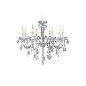 LUSTRE PRINCESS D 61CM X 63CM  8XE14 127V / 220V CROMADO E TRANSP