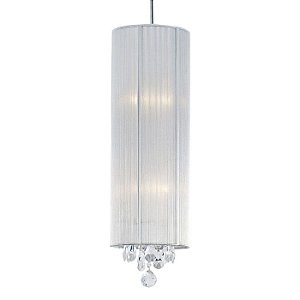 PENDENTE SILK D 20CM X 55CM  2XE27 127V / 220V CROMADO, PRATA E TRANSP