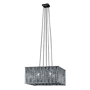 PENDENTE ADAGIO 41CM X 41CM X 21CM  4XG9 127V / 220V CROMADO E TRANSP