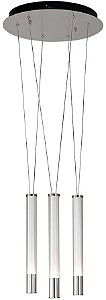 PENDENTE ÁGUA NICKEL TRANSP E BRANCO (D)40CM (A)38.5CM  3X7W 3000K 975LM