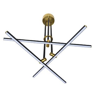 PENDENTE MOB 60CM X 53CM X 57CM  3 X LED 10W 127V / 220V DOURADO E PRETO