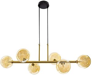 PENDENTE ABAPORU BRONZE E CHAMPAGNE (C)31CM (L)95CM (A)28CM  6XG9 150W