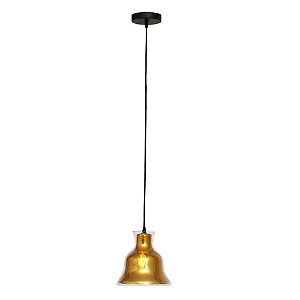 PENDENTE BULE D 21CM X 21,5CM  1XE27 127V / 220V DOURADO E TRANSP
