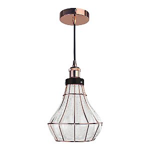 PENDENTE VITTI D 20CM X 22CM  1XE27 127V / 220V COBRE E TRANSP