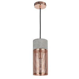PENDENTE TELINHA D 12CM X 28CM  1XE27 127V / 220V CINZA E COBRE