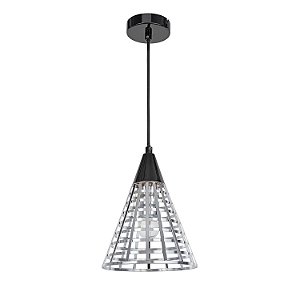 PENDENTE GROU D 19CM X 24CM  1XE27 127V / 220V CROMADO E PRETO