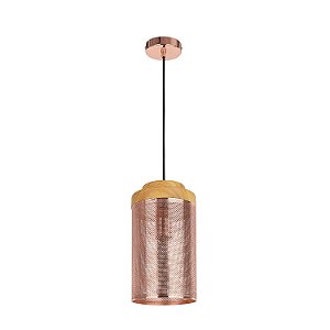 PENDENTE TELINHA D 15CM X 28CM  1XE27 127V / 220V COBRE E NATURAL