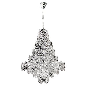 LUSTRE ZARA D 60CM X 76CM  12XE14 127V / 220V CROMADO E TRANSP