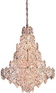 LUSTRE ZARA D 60CM X 76CM  12XE14 127V / 220V COBRE E TRANSP