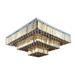 PLAFON CARRE 67CM X 67CM X 33CM  13XE14 127V / 220V CROMADO E AMBAR