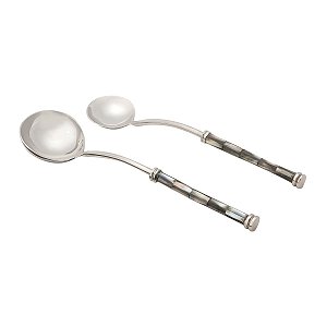 CJ 2 CONCHAS AÇO INOX C/CABO MADREPÉROLA ESCURA