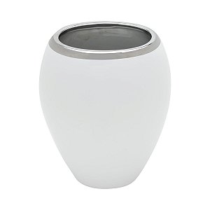 VASO DECORATIVO CERÂMICA BRANCO 18x13x20cm