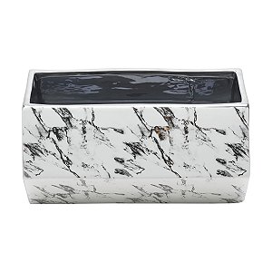 VASO DECORATIVO CERÂMICA MARBLE BRANCO 20x13x11cm