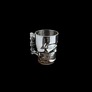 CANECA CHOPP E CERVEJA VIDRO CAVEIRA ROCK STYLE CINZA 510ml