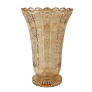 VASO VERSAILLES EM CRISTAL ECOLOGICO D19XA30CM COR AMBAR