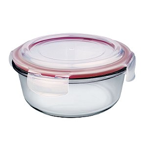 POTE DE VIDRO HERMETICO REDONDO 920 ML VERMELHO