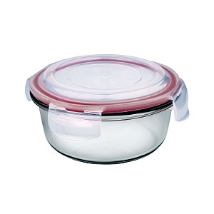 POTE DE VIDRO HERMETICO REDONDO 620 ML VERMELHO