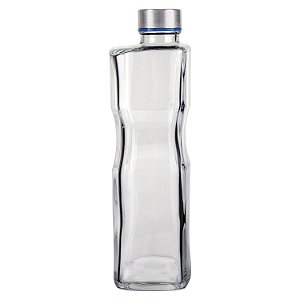 GARRAFA DE VIDRO H2O 1L QUADRADA