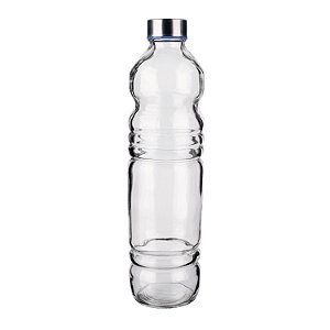 GARRAFA DE VIDRO H2O 1L REDONDA