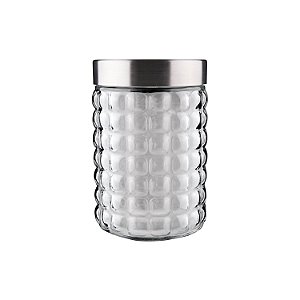 POTE DE VIDRO COM TAMPA INOX BUBBLE 1L
