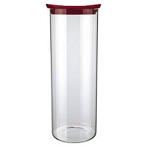 POTE DE VIDRO SLIM COM TAMPA PLASTICA 1,7L VERMELHO