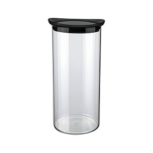 POTE DE VIDRO SLIM COM TAMPA PLASTICA 1,3L PRETO