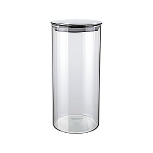 POTE DE VIDRO SLIM COM TAMPA INOX 1,3L