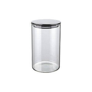 POTE DE VIDRO SLIM COM TAMPA INOX 1L