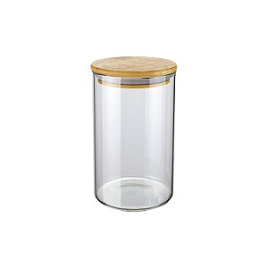 POTE DE VIDRO SLIM COM TAMPA BAMBU 1L