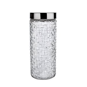 POTE DE VIDRO COM TAMPA INOX RATTAN 2L