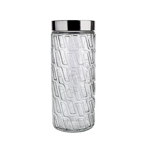 POTE DE VIDRO COM TAMPA INOX MOSAICO 2L