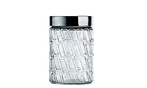 POTE DE VIDRO COM TAMPA INOX MOSAICO 1L