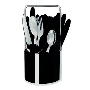 CJ. DE TALHERES VARANDA GOURMET DIAMOND 24 PC. PRETO