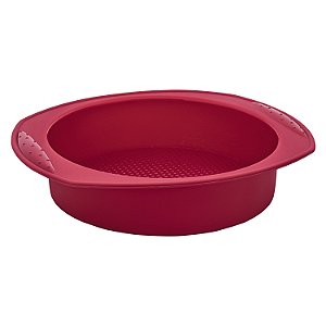 ASSADEIRA REDONDA DE SILICONE VERMELHA