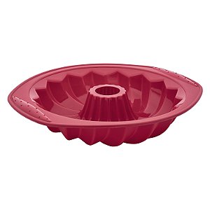 FORMA PARA PUDIM DE SILICONE VERMELHA