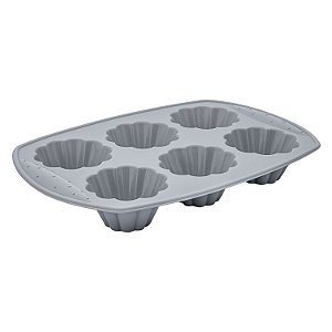 FORMA PARA 6 MINI BOLOS DECORADOS DE SILICONE CINZA