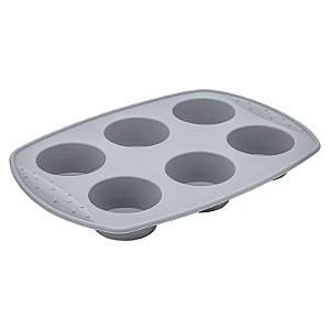 FORMA PARA 6 MINI BOLOS REDONDOS DE SILICONE CINZA