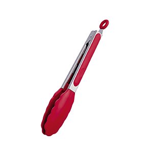 PEGADOR MULTIUSO DE SILICONE COM CABO INOX 27 CM VERMELHO