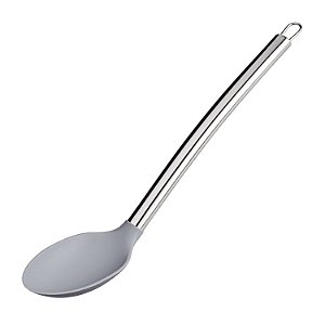 COLHER PARA ARROZ DE SILICONE COM CABO INOX CINZA