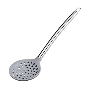 ESCUMADEIRA DE SILICONE COM CABO INOX CINZA