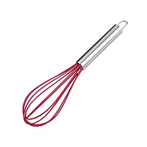BATEDOR MANUAL DE SILICONE COM CABO INOX VERMELHO