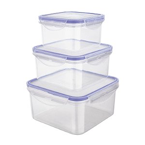 CJ. POTE HERMETICO QUADRADO 3 PC. AZUL