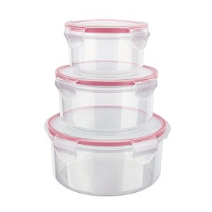 CJ. POTE HERMETICO REDONDO 3 PC. VERMELHO