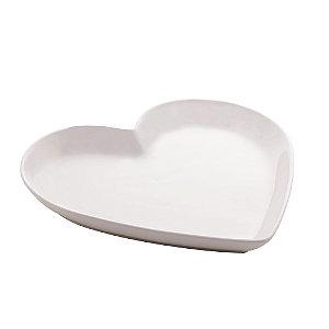 PORTA ANÉIS DE CERÂMICA CORAÇÃO BRANCO 14,5x13,5x2,3cm