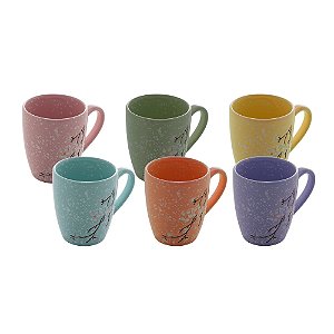 CANECA DE PORCELANA FLOWERS COR SORTIDA 236ml