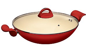 WOK INTENSE 32 CM COM ALCAS VERMELHO