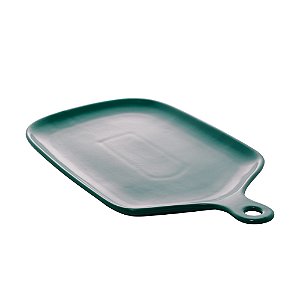 CJ 2 TRAVESSAS PORCELANA VERDE ESCURO 26x16x2cm
